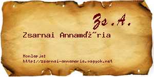Zsarnai Annamária névjegykártya